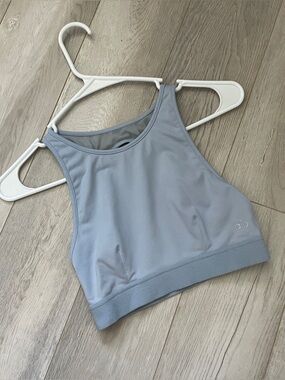 Alo Longline Bra high neck incline mesh back womens Blue (xsmall) activewear